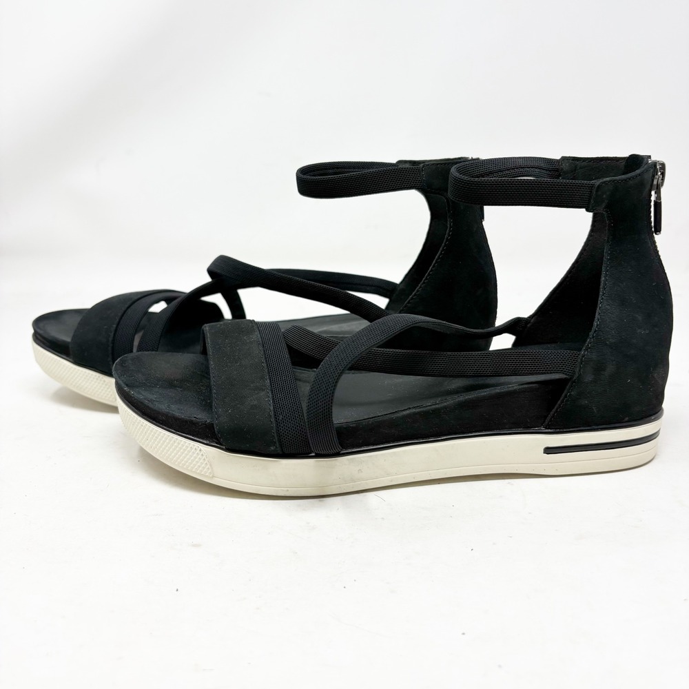 Eileen Fisher Black Nubuck Elastic Strap‎ Platform Sandals Womens 9.5 Sporty